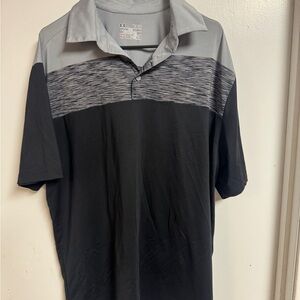 UA CL Men's Black and Gray Polo Shirt
